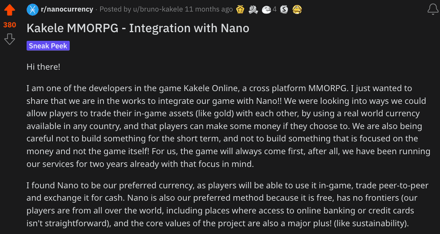 Kakele MMORPG Integration With Nano R Nanocurrency